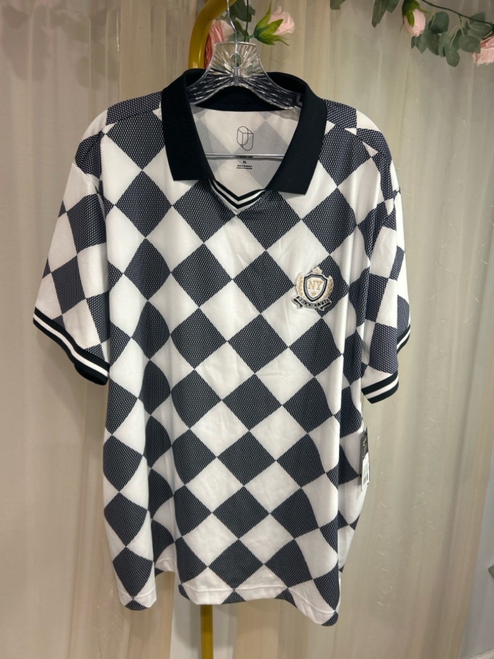 Original Use Soccer Jersey XL Black White Checkered Polo Shirt NWT